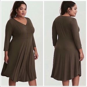 Torrid Olive Green Button Up Dress Size 1X